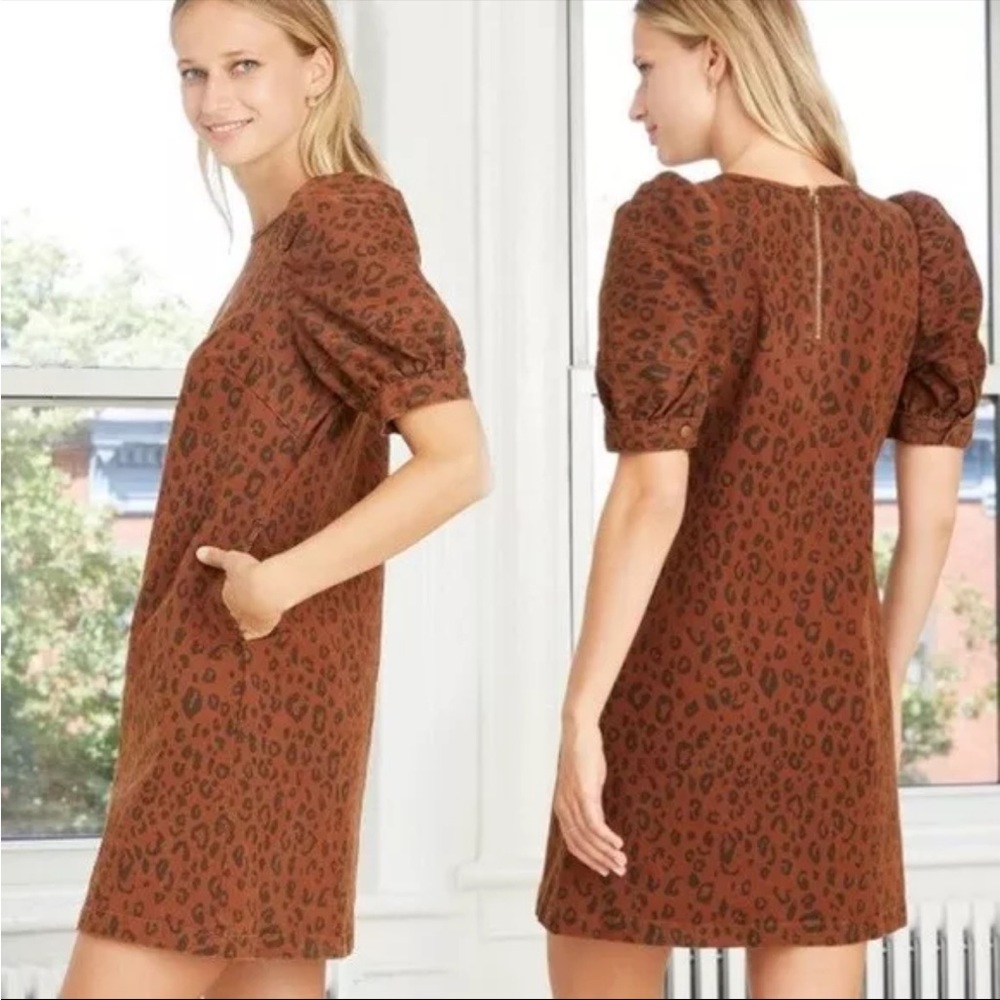 🛍️3/$10 Universal Thread Denim Brown Leopard Dress